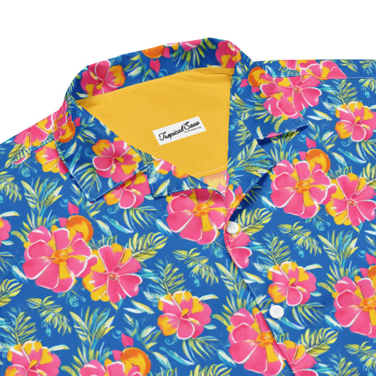 Hibiscus Lagoon Button Down Hawaiian Shirt